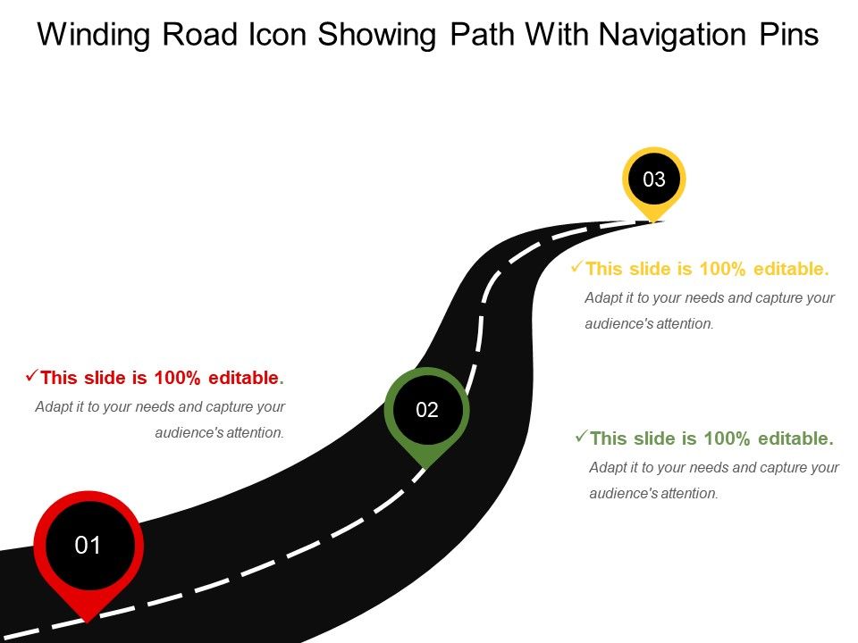 Winding Road Icon Showing Path With Navigation Pins Presentation 960x720 Winding Road Icon Showing Path With Navigation Pins Presentation