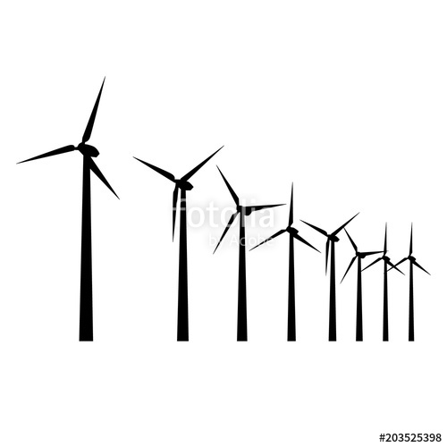 500x500 Silhouette Of A Windmill, Icon Stock Image And Royalty Free