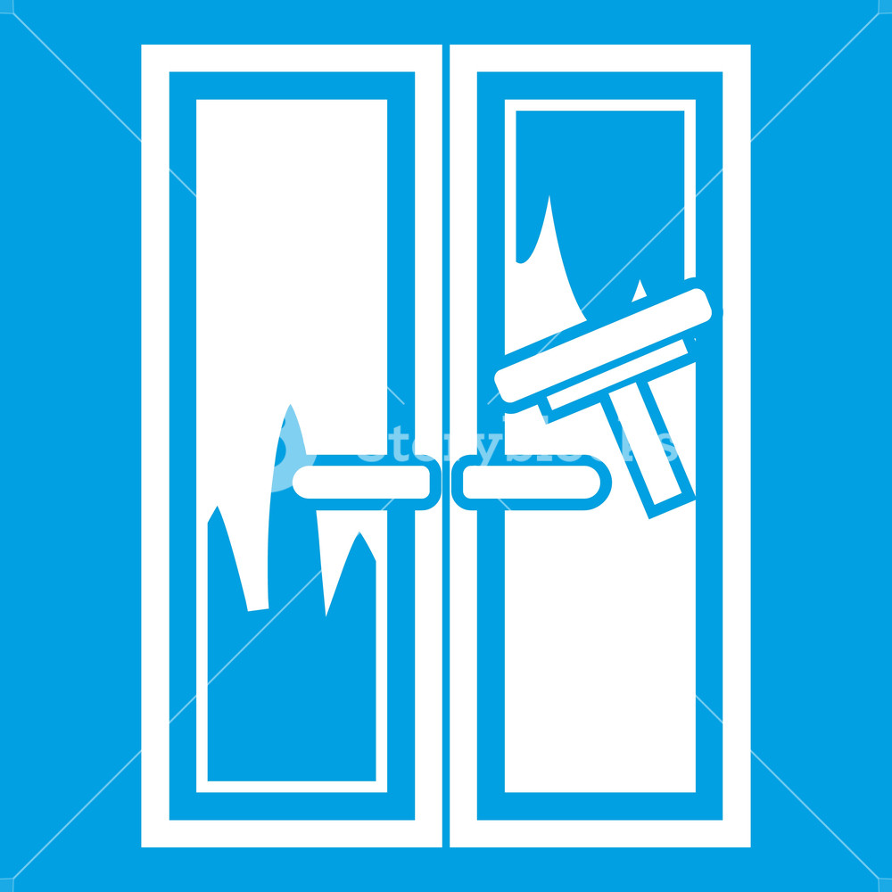 1000x1000 Window Cleaning Icon White Isolated On Blue Background