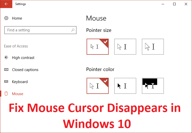 cursor disappears windows 10 touchpad