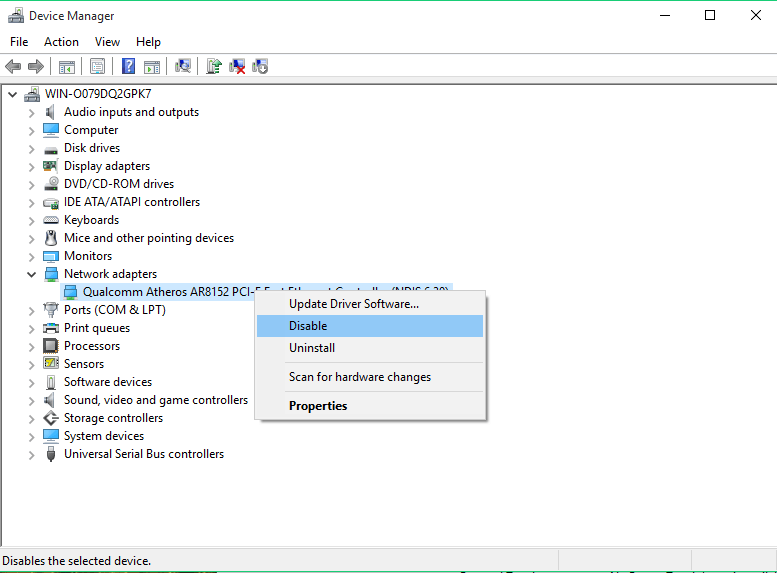 Disabled for properties. Device Manager win 7. Радио на вашем сетевом адаптере. Atheros ar8152/8158 драйвер Windows XP. Atheros ar8152/8158 PCI-E fast Ethernet Controller.