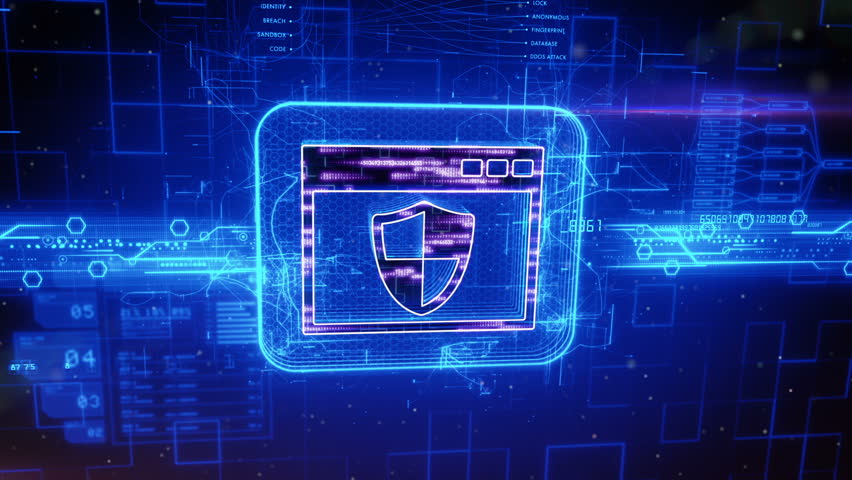 852x480 Abstract Animation Of Shield Icon Inside Software Window In Digital