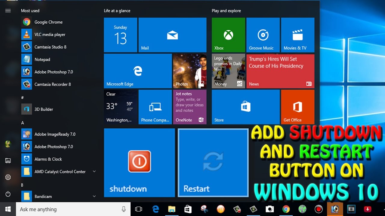 How To Add Shutdown And Restart Button to Windows 8 Start 
