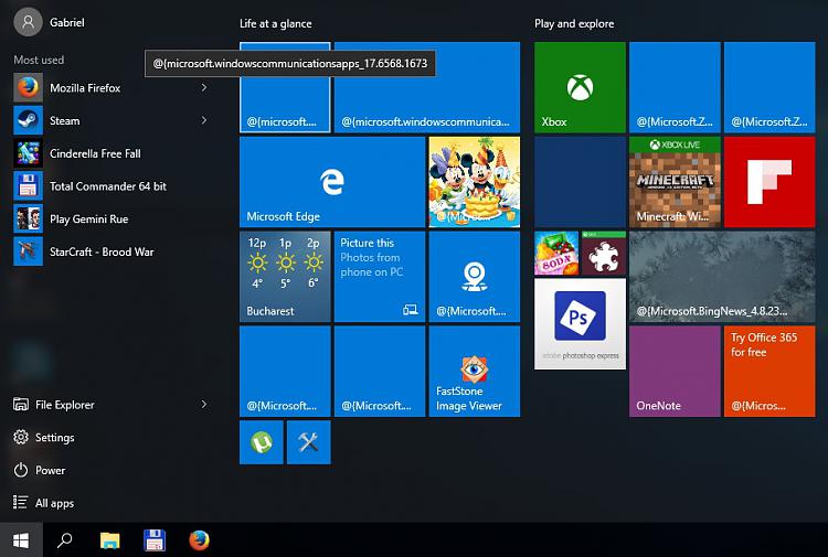 windows 10 start menu icon resize multiple