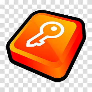 300x300 D Cartoon Icons Iii, Windows Log Off, Orange And White Key Icon