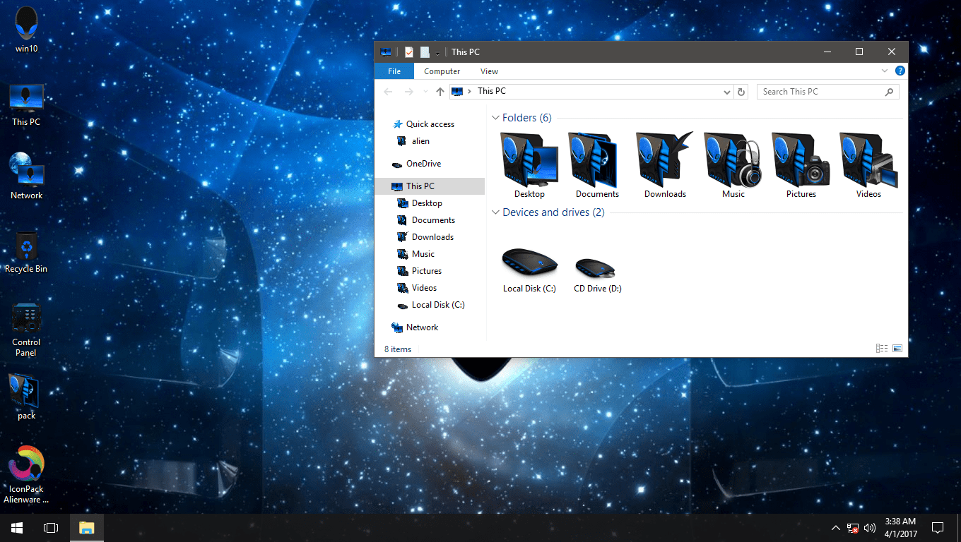 1360x768 Alienware Blue Iconpack