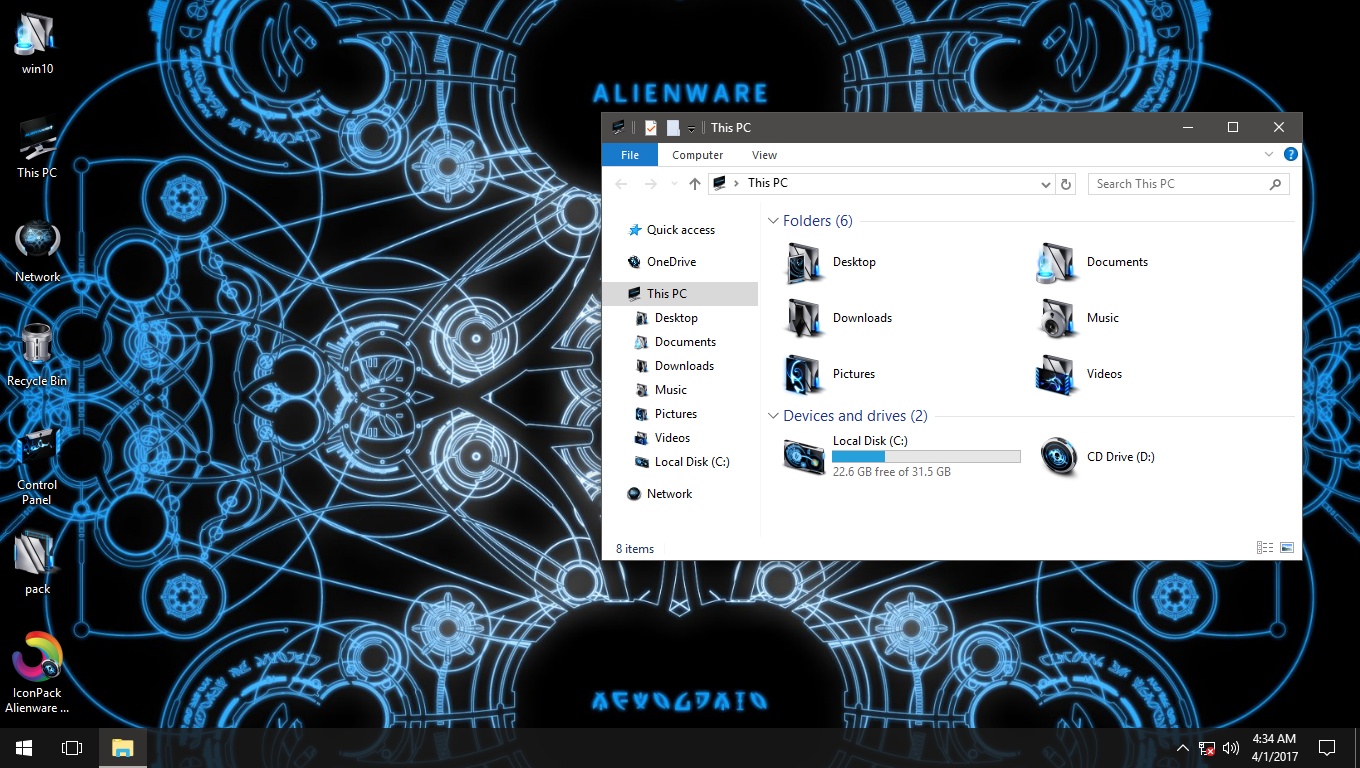 1360x768 Alienware Invader Blue Iconpack