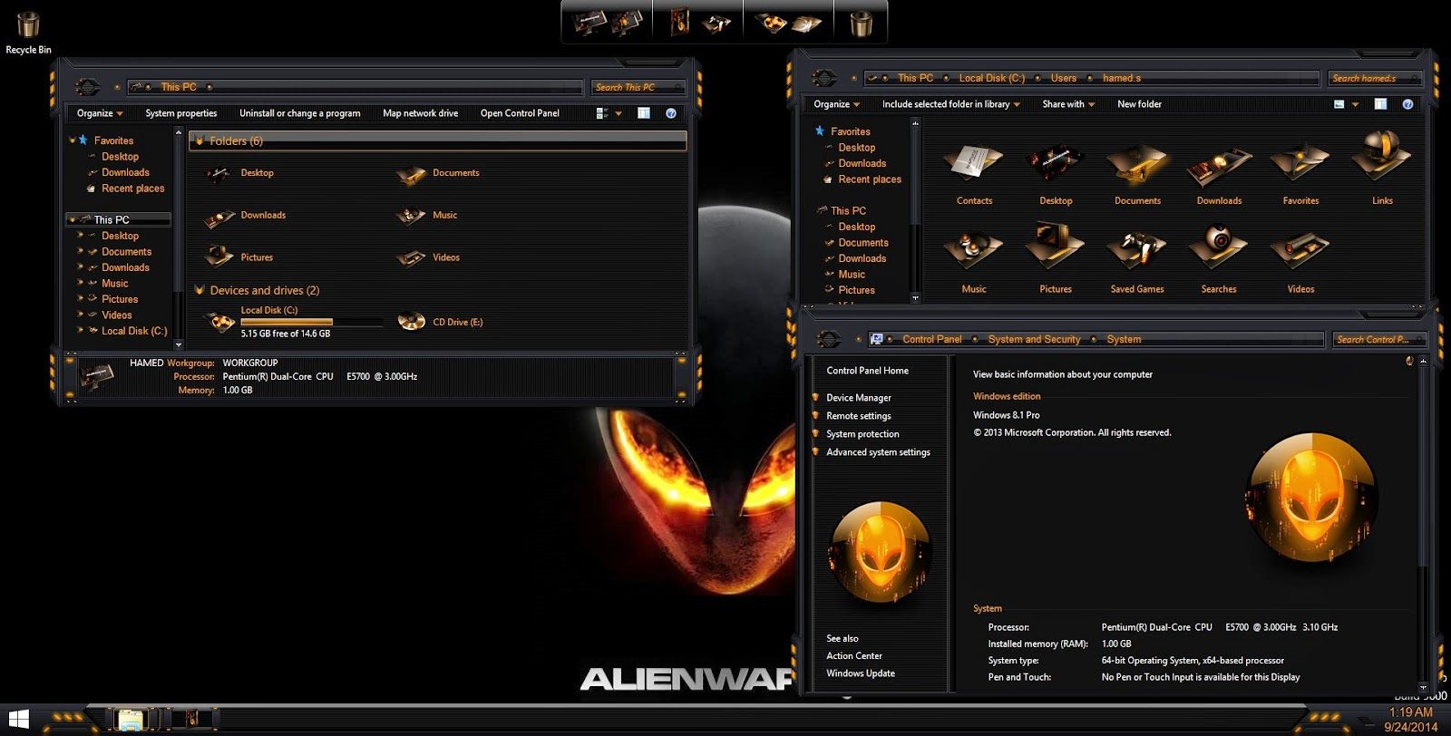 1600x812 Alienware Orange Theme Theme Windows Windows Skin, Icon