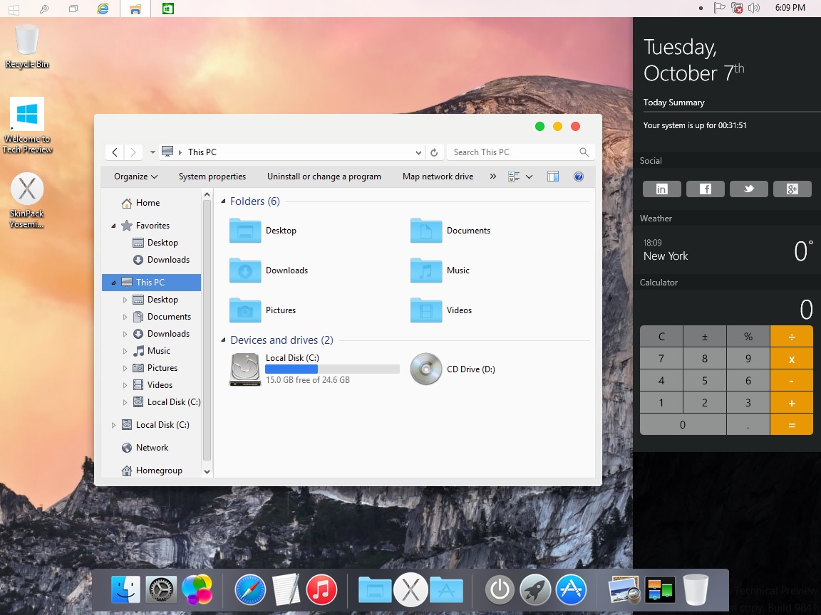 1152x864 Mac Os X Yosemite Skinpack