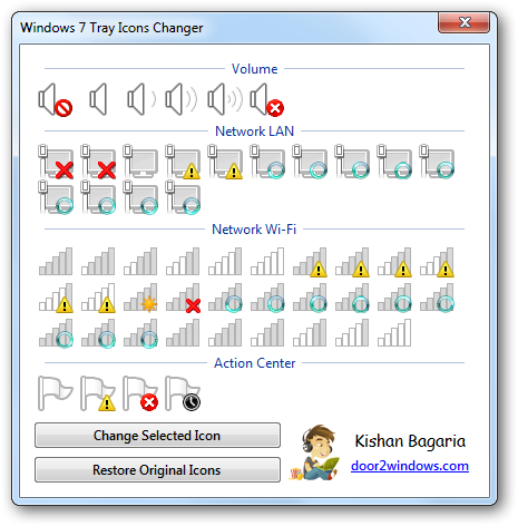465x472 Windows Tray Icons Changer Change Default Volume, Network