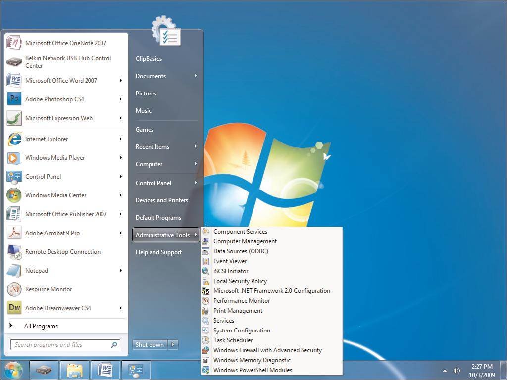 1024x768 Windows Administrative Tools Creating Shortcuts