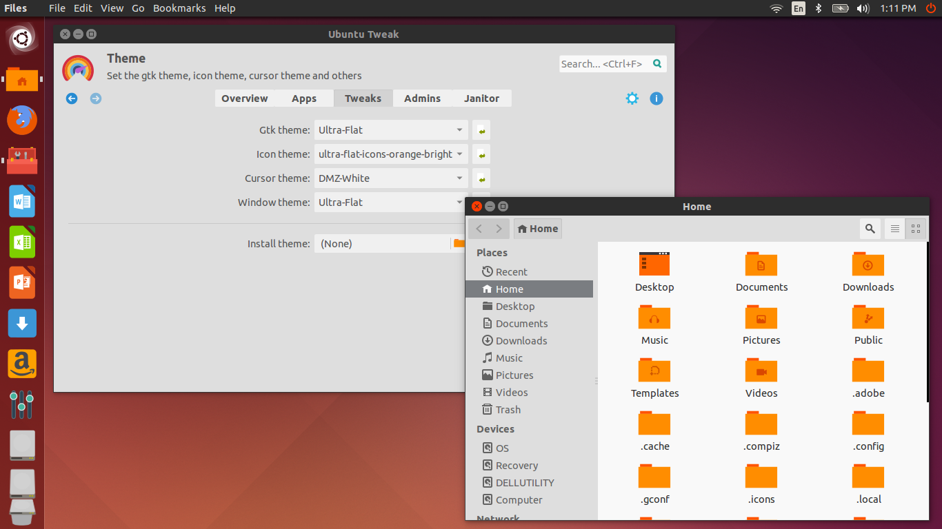 1366x768 Installed The Ultra Flat Theme And Icon Pack For Ubuntu And Fell