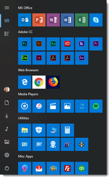 Windows Start Menu Icons 380x615 Windows Start Menu Icons