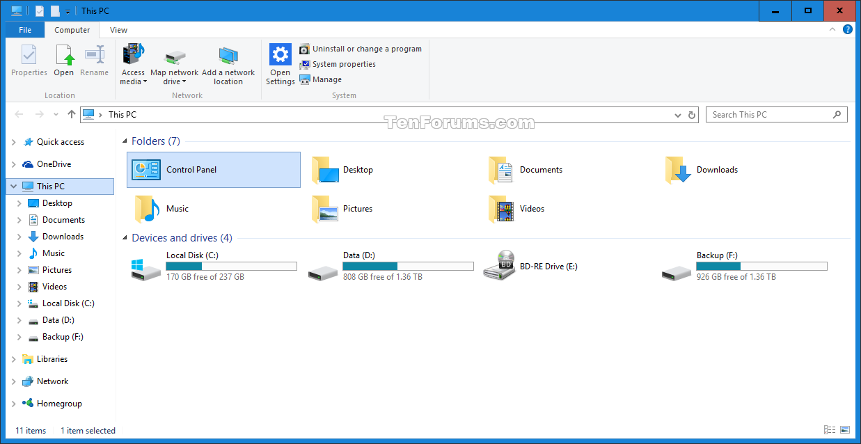 1237x638 Add Or Remove Control Panel From This Pc In Windows Tutorials