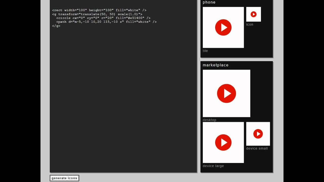 1280x720 Windows Phone Icon Generator Demo