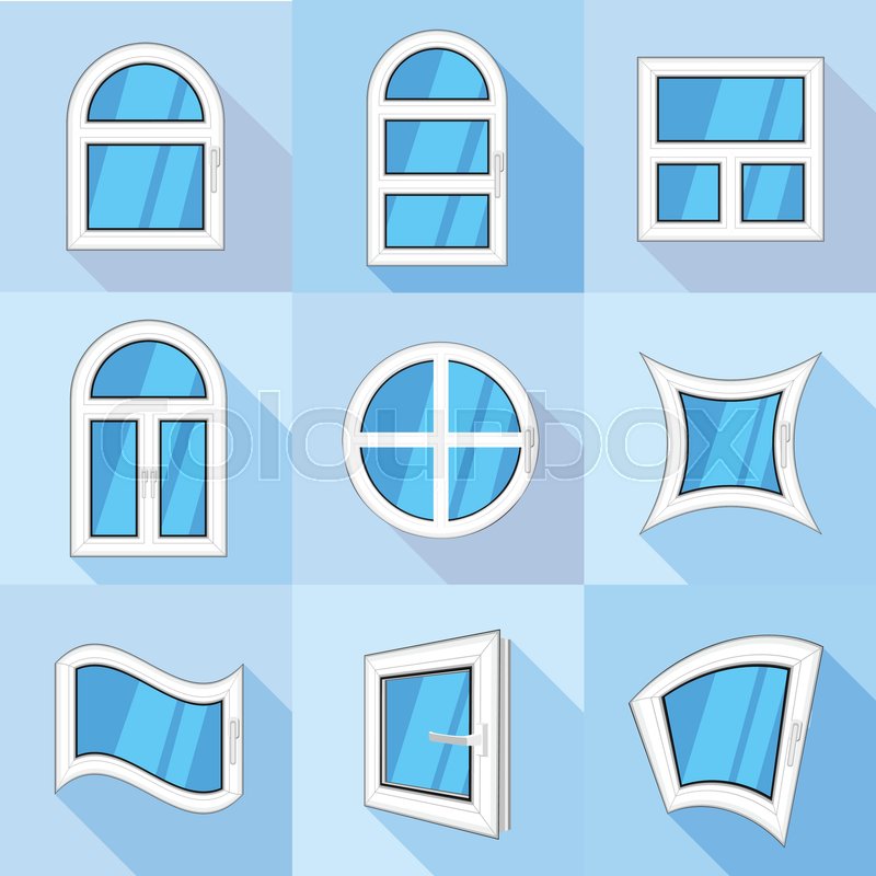 800x800 Plastic Windows Icons Set Flat Set Of Stock Vector Colourbox