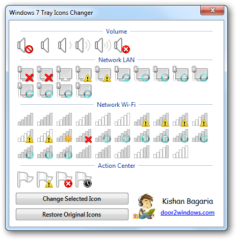 465x472 Windows Tray Icons Changer Change Default Volume, Network