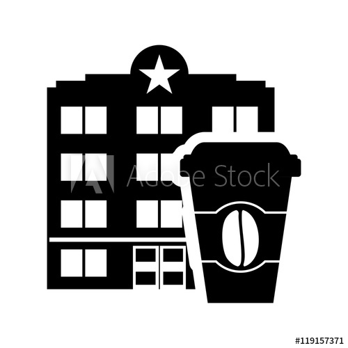 500x500 Coffee Mug Hotel Building Windows Service Silhouette Icon Flat