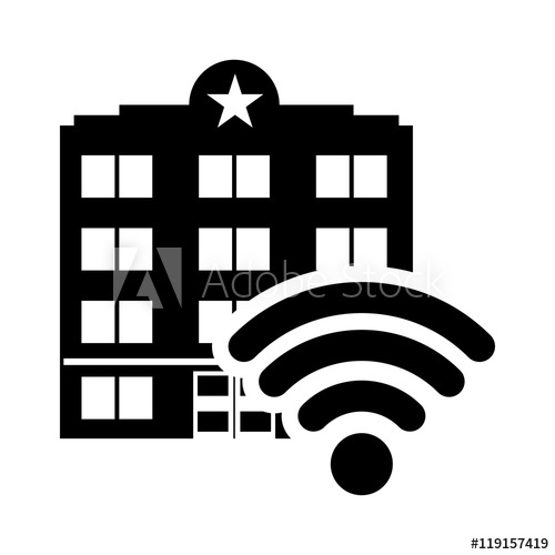 500x500 Wifi Hotel Building Windows Service Silhouette Icon Flat