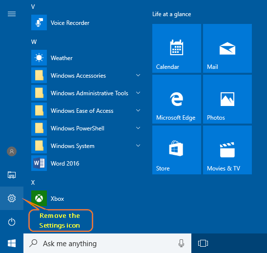 547x518 How To Remove 'settings' From Windows Start Menu Password
