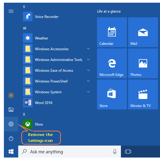536x542 How To Remove 'settings' Icon From Windows Start Menu Sidebar