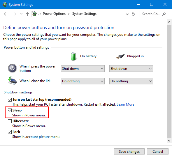 Fix Sleep Option Missing In Windows Power Menu 590x543 Fix Sleep Option Missing In Windows Power Menu