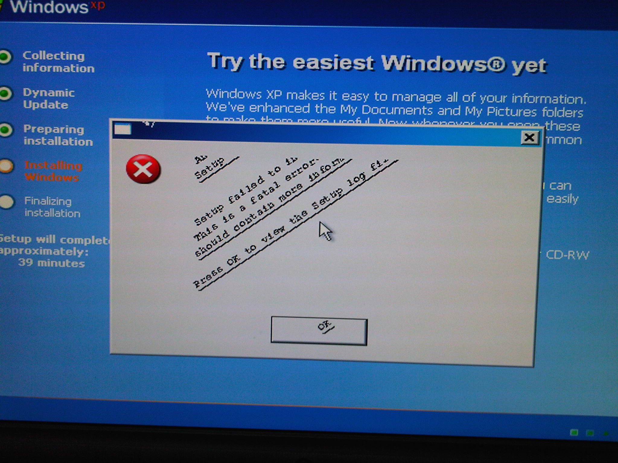 2048x1536 Windows Xp Repair Error Diagonally Written