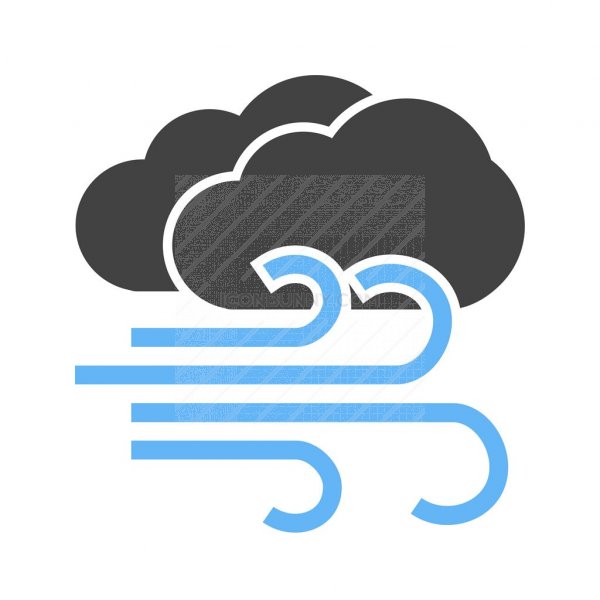 600x600 Windy + Cloudy Blue Black Icon