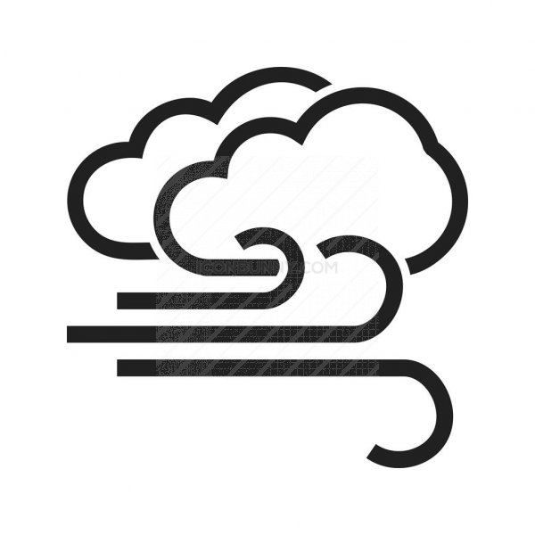 600x600 Windy + Cloudy Line Icon