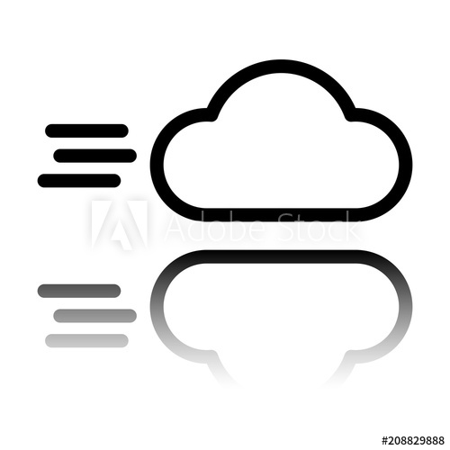 500x500 Windy Icon Linear, Thin Outline Black Icon With Mirror