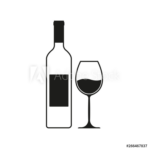 500x500 Wine Bottle With Wine Glass Icon Or Silhouette Alcohol Symbol