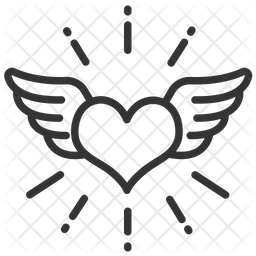 256x256 Heart Wings Icon Of Line Style
