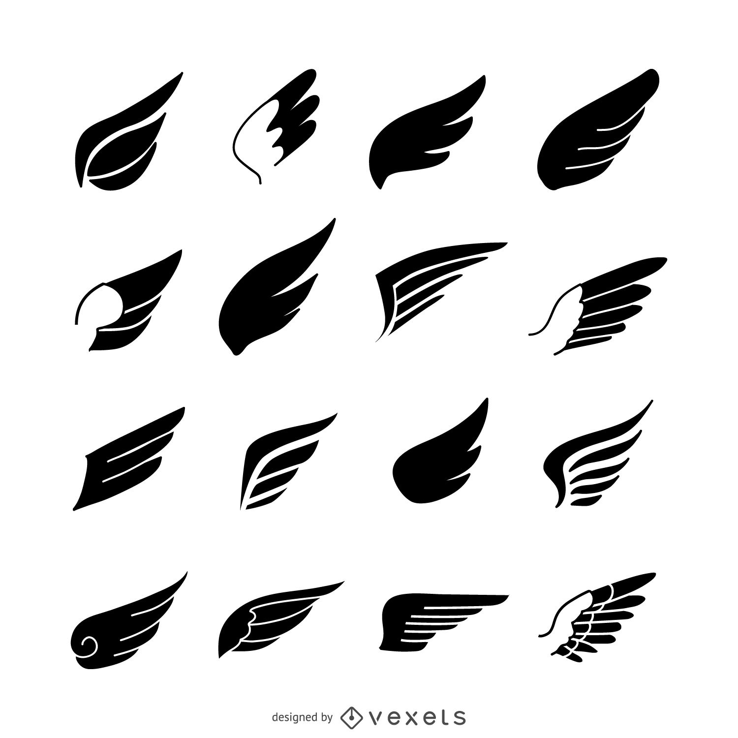 1500x1500 Wings Icon Logo Template Set