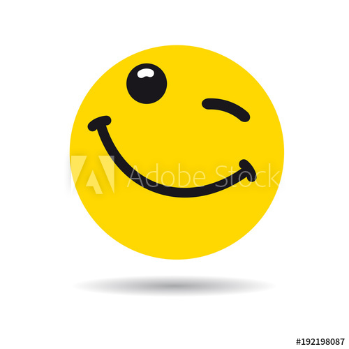 500x500 Big Smiling Emoticon Wink Symbol Winking Yellow Smile In A Flat
