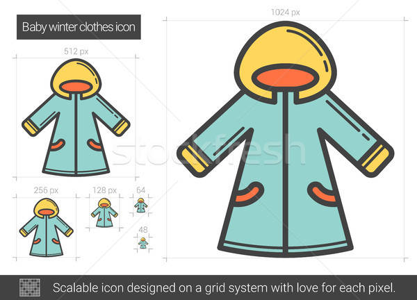 600x432 Baby Winter Clothes Line Icon Vector Illustration Andrei