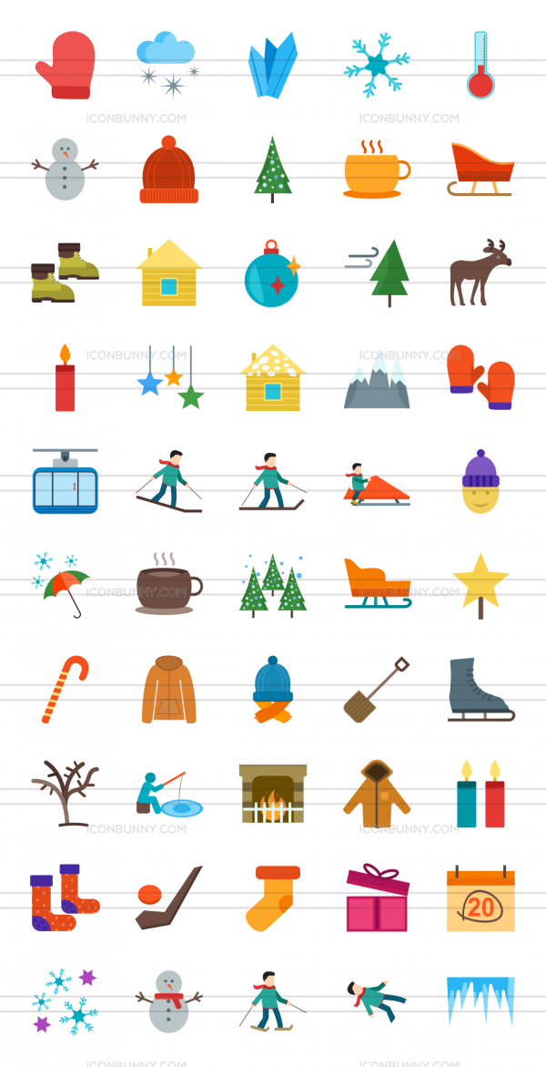 600x1171 Winter Flat Multicolor Icons