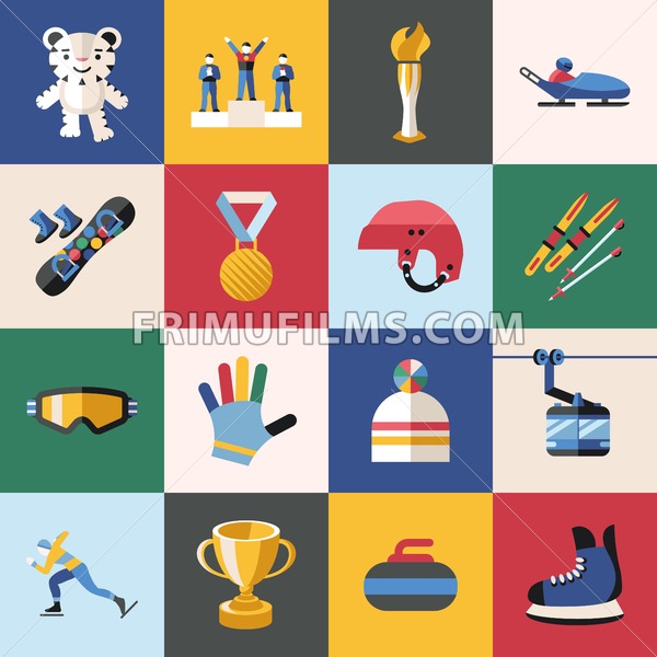 Digital Vector Winter Games Objects Color Simple Flat Icon 600x600 Digital Vector Winter Games Objects Color Simple Flat Icon
