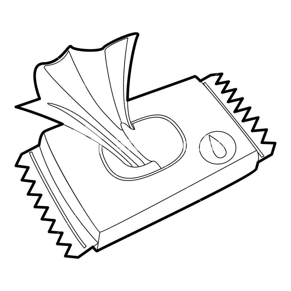 1000x1000 Wet Wipe Pack Icon In Outline Style Isolated On White Vector