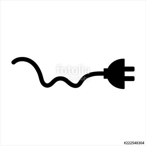 500x500 Plug With Wire Icon Black Isolated Object Stock Image