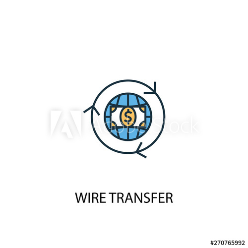 500x500 Wire Transfer Concept Colored Line Icon Simple Yellow And Blue