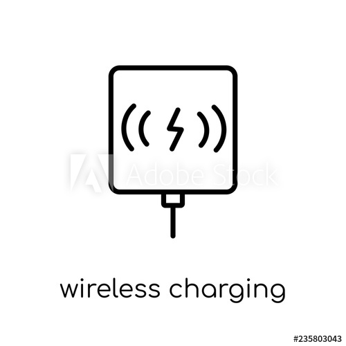 500x500 Wireless Charging Icon Trendy Modern Flat Linear Vector Wireles