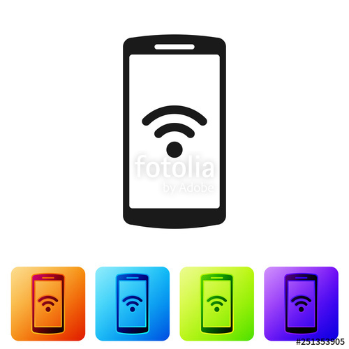 500x500 Black Smartphone With Free Wi Fi Wireless Connection Icon On White