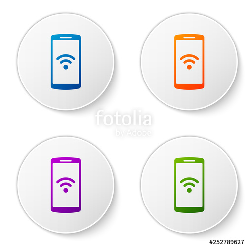 500x500 Color Smartphone With Free Wi Fi Wireless Connection Icon On White
