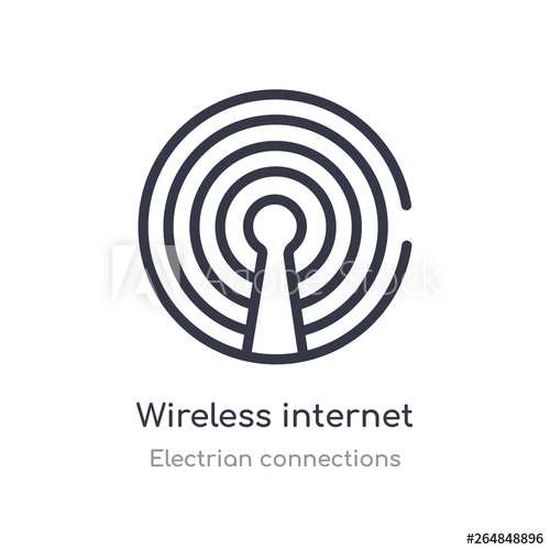 500x500 Wireless Internet Outline Icon Isolated Line Vector Illustration