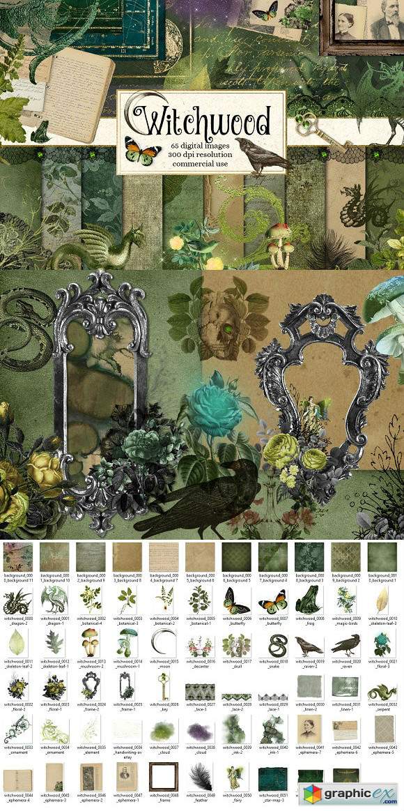 580x1163 Witchwood Digital Scrapbooking Kit Free Download Vector Stock