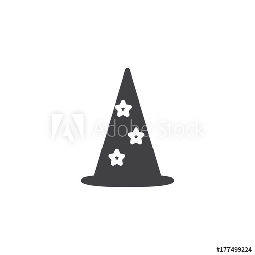 500x500 Wizard Hat Icon Vector, Filled Flat Sign, Solid Pictogram Isolated
