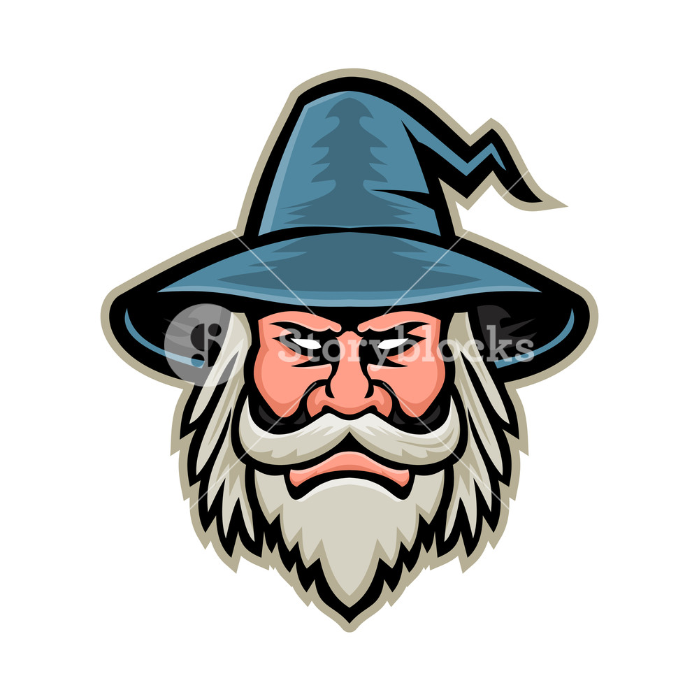1000x1000 Mascot Icon Illustration Of Head Of A Black Wizard, Sorcerer