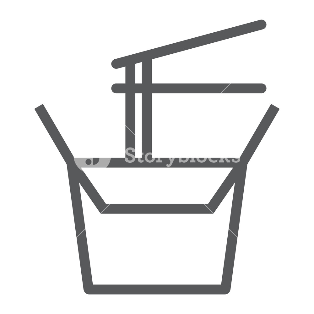 1000x1000 Wok Box Line Icon, Chinese And Food, Noodle Sign, Vector Graphics