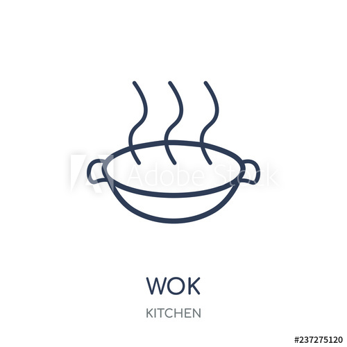 500x500 Wok Icon Wok Linear Symbol Design From Kitchen Collection