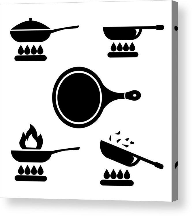 666x750 Frying Pan Or Skillet And Wok On Stove Cooking Vector Icon Set